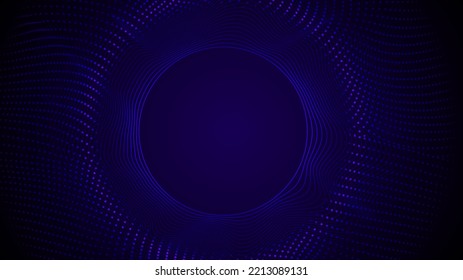 Abstract Neon Dark Blue Circle Waves Texture Background