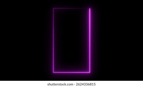 Abstract neon glowing frame Rectangle  illustration, 4k illustration. neon Rectangle icon  illustration.  on a black background. 
