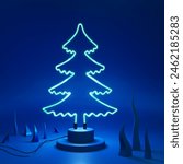 Abstract neon lamp christmas tree shape background object