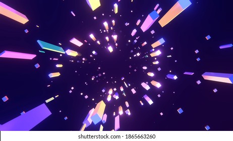 Abstract neon long cubes background  3d rendering picture 