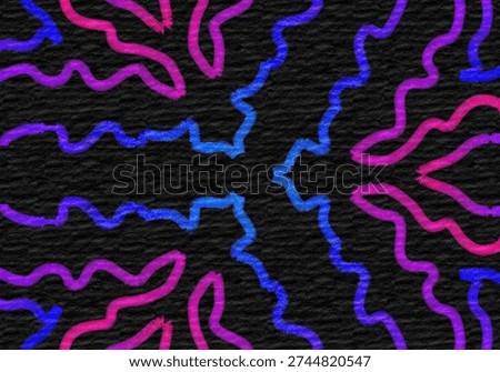 Abstract neon zigzag circular seamless pattern on dark background