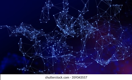 Abstract Network Background. Network With Dots On A Black Background