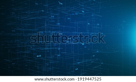 Abstract network connection grid perspective graphic background. Digital technology futuristic illustration concept.