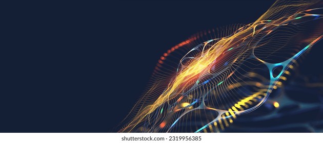 Abstract neural network 3D illustration. Cyber emotion for business presentation. Nano particles in the digital space of neural connections. Big data funnel - Powered by Shutterstock