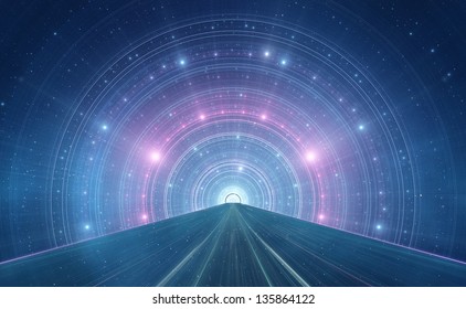 Abstract New Age Space Background - Intergalactic Highway, Space Travel