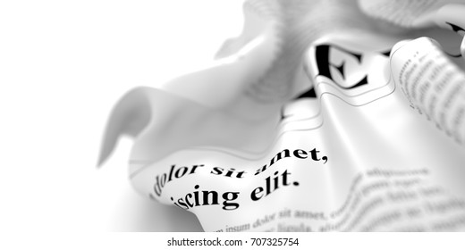 Abstract newspaper in a fluid shape, 3d rendering