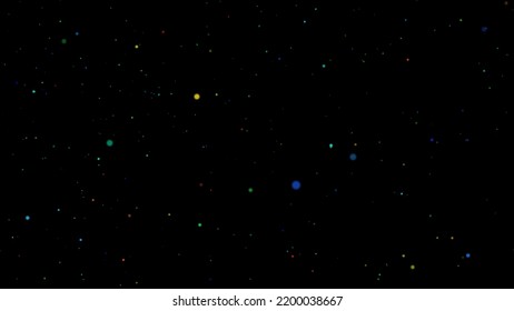 Abstract Night Sky In Colorful Neon Lights. Time Lapse Of Stars Moving In The Night Sky. Starry Sky Background. 3D. 4K. Isolated Black Background