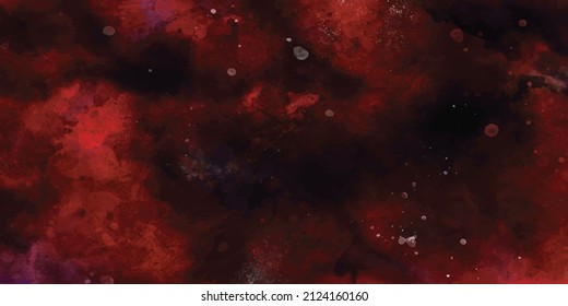 abstract night sky space watercolor background with stars. watercolor dark red-pink nebula universe. watercolor hand-drawn illustration. Pink watercolor ombre leaks and splashes texture. 