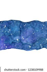 Abstract Night Sky And Star Watercolor Hand Painting Background.