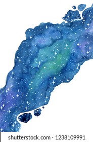 Abstract Night Sky And Star Watercolor Hand Painting Background.