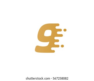 Abstract number 9 logo design template. Dynamic unusual digit icon. Universal fast speed fire moving water numeral logotype