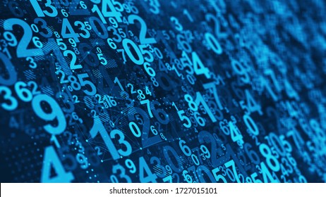 Abstract Numbers background - Mathematical, Numbers concept. 3d rendering