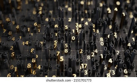 Abstract Numbers background - Technology, Mathematical, Numbers concept. 3d rendering
