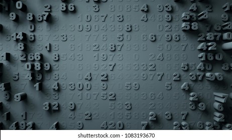 Abstract Numbers Random Motion 3d rendering