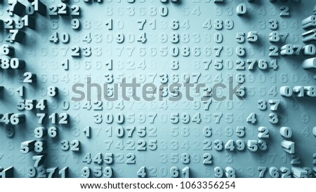 Abstract Numbers Random Motion 3d rendering