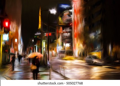 Abstract Oil Painting Tokyo City Oil Painting Abstract