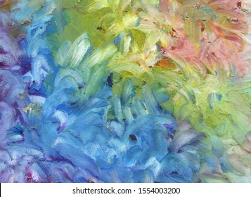 Abstract Oil (wax) Pastel Smear Painting. Canvas Texture Background. Horizontal Banner.
