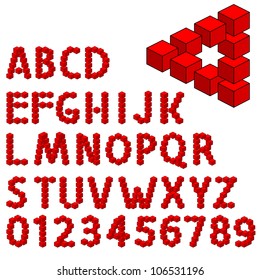 abstract optical illusion three dimension alphabet set.  illustration