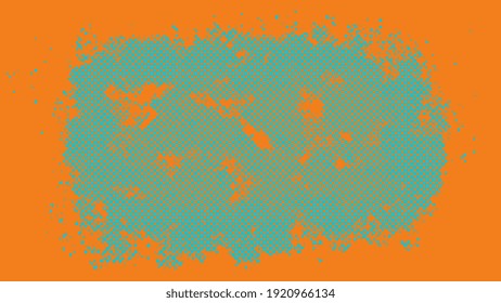 An abstract orange and blue halftone grunge background image.