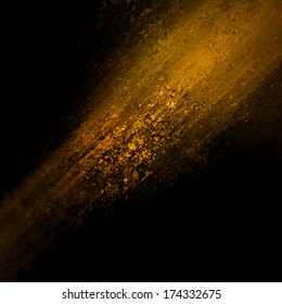 Abstract Orange Copper Background Design, Rough Black Border With Gold Streak Or Stream Of Bright Light On Dark Contrast Black Background, Unique Web Design Background, Elegant Brochure Layout Space