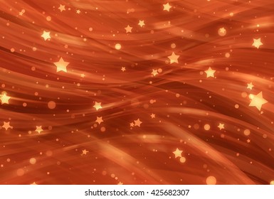Abstract orange elegant background with glitter and waves