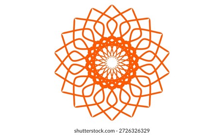 Abstract orange floral radial pattern on white background