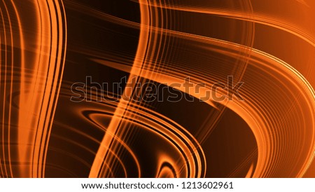 Abstract orange gradient geometric background. Neon light curved lines and shape with color graphic design.