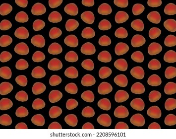 Abstract Orange Gum Drop Candy Shape Pattern On Black Background 