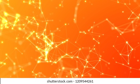 Abstract Orange Plexus Background Hi-Tech Connections