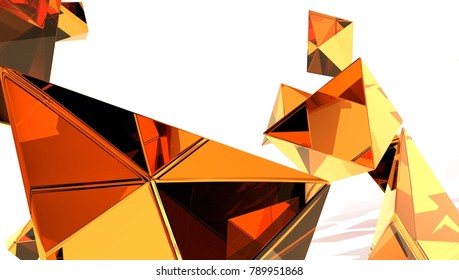 Abstract Orange Pyramid Shape Award 3D Background Render.