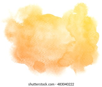 Abstract orange watercolor on white background.This is watercolor splash.It is drawn by hand.