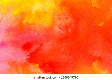 Abstract orange yellow red watercolor textured background.