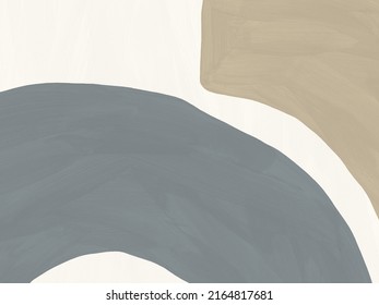 Abstract organic shape background in natural colors  Neutral texture and paint brush strokes  Hand painted textured gouache template  Trendy hand drawn painting design in blue  beige  brown tones