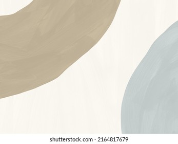 Abstract organic shapes background in natural colors  Hand painted textured gouache template  Neutral texture and paint brush strokes  Modern hand drawn painting design in blue  beige  brown tones