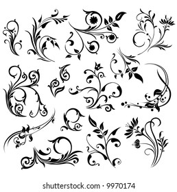 Black White Vector Floral Design Elements Stock Vector (Royalty Free ...