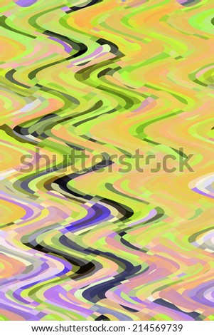 Abstract of overlapping waves of multiple colors with a nature motif