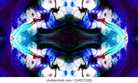 Abstract Paint Brush Ink Explode Spread Smooth Concept Symmetric Pattern Ornamental Decorative Kaleidoscope Movement Geometric Circle and Star Shapes