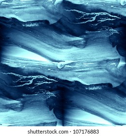 abstract paint water blue sea waves watercolor seamless texture hand painted background