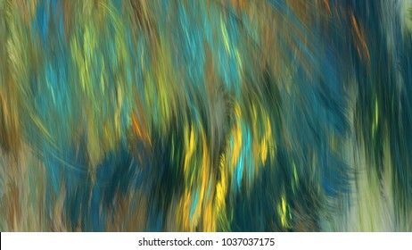 Abstract painted texture. Chaotic blue, yellow and green strokes. Fractal background. Fantasy digital art. 3D rendering.