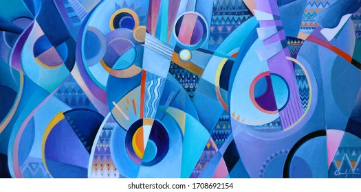 Abstract painting, colourfull inspiring by music, modern art, cubist - Powered by Shutterstock