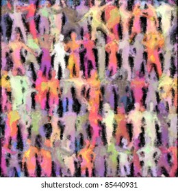 Abstract Painting Of A Crowd Of People