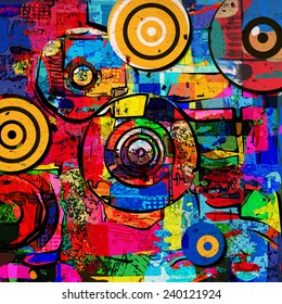 Abstract Painting, Digital Collage, Mixed Media, Colorful Background