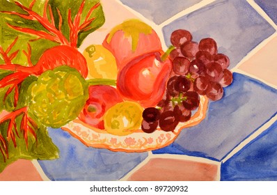 Abstract Painting Of A Fruit Bowl