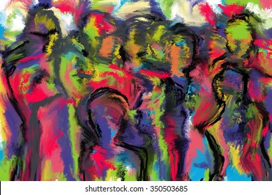 Abstract Painting Of People Meeting