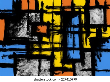 Abstract painting with rectangular pattern
