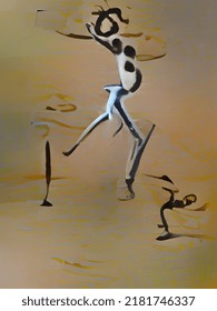 abstract painting stick figures