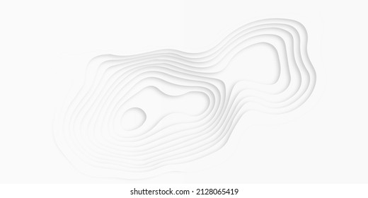 Abstract papercut and multi layer cutout geometric pattern on green color gradient paper cut background, abstract curvature line pattern white background.	