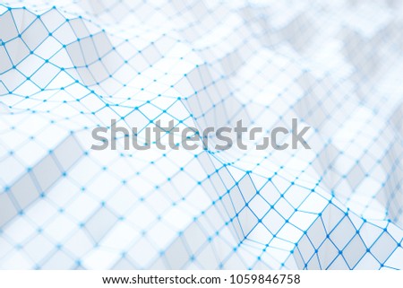 Abstract particle background. Mess network.Futuristic plexus array big data,3d rendering.