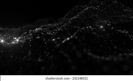 abstract  particles floating form with depth of field
