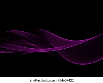 Abstract Pastel Violet Wave On Black Background 